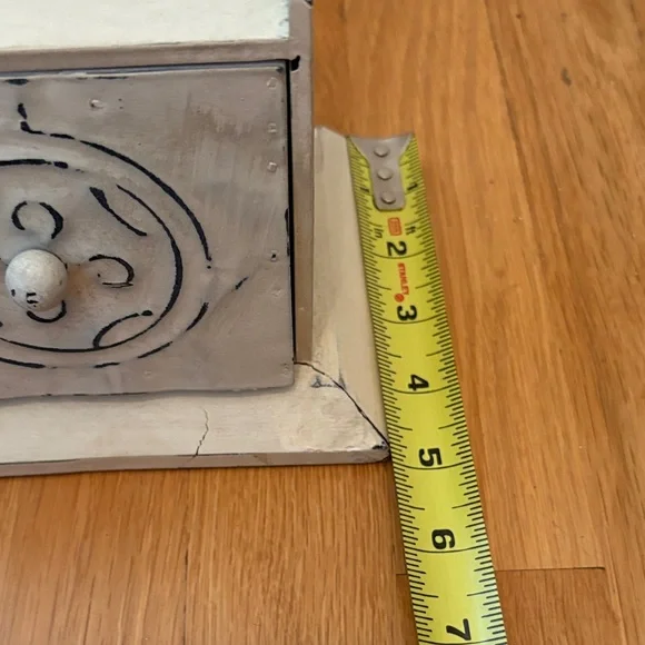 Shabby Chic White Wooden Wall Shelf with Hooks and Drawers - Picture 5 of 6